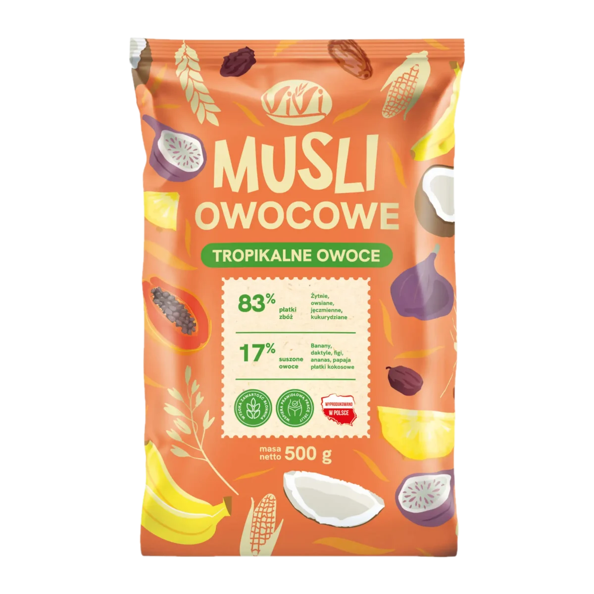 musli owoce tropikalne VIVI Musli Tropikalne Owoce 500 g