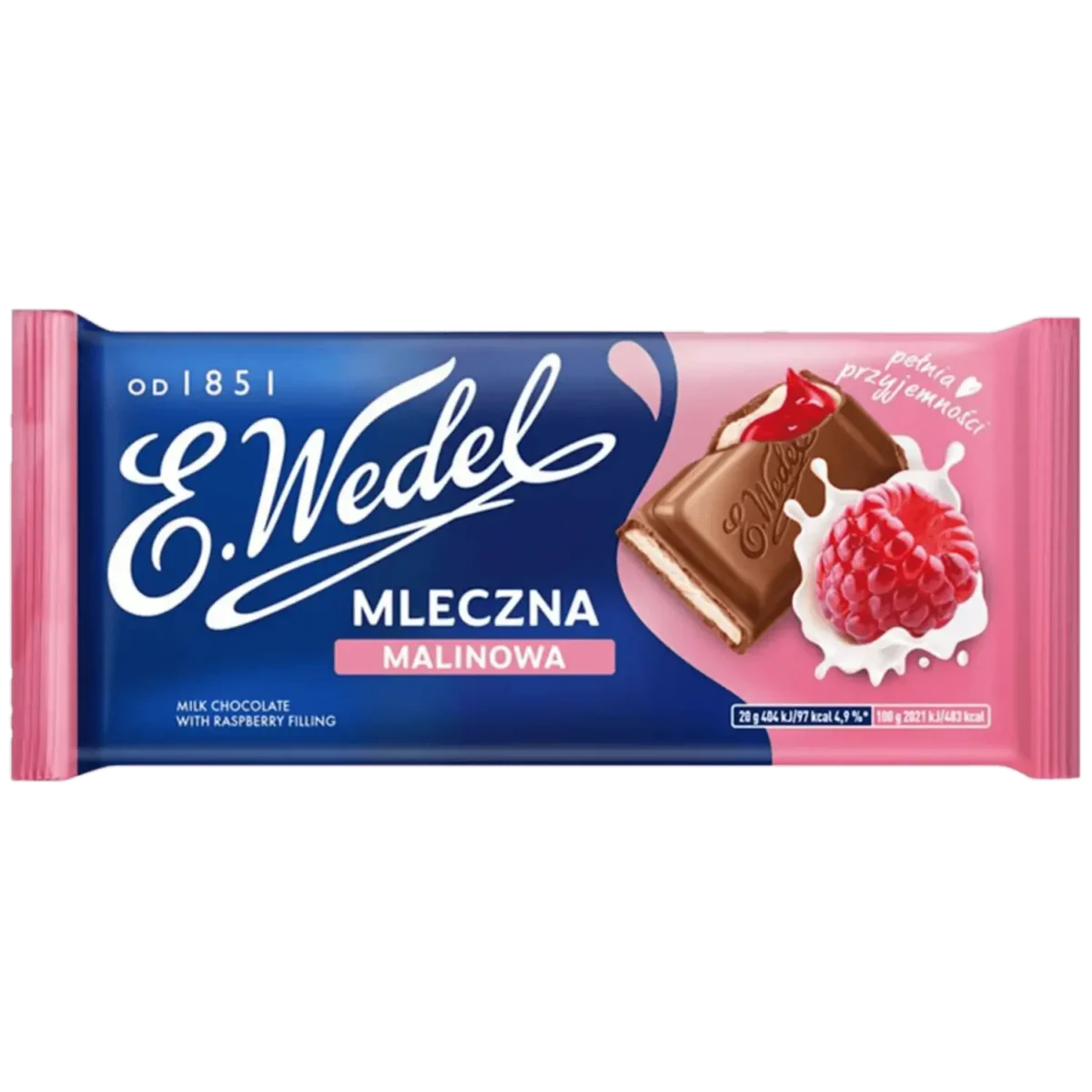 E.Wedel Czekolada Mleczna z Nadzieniem Malinowym 100 g