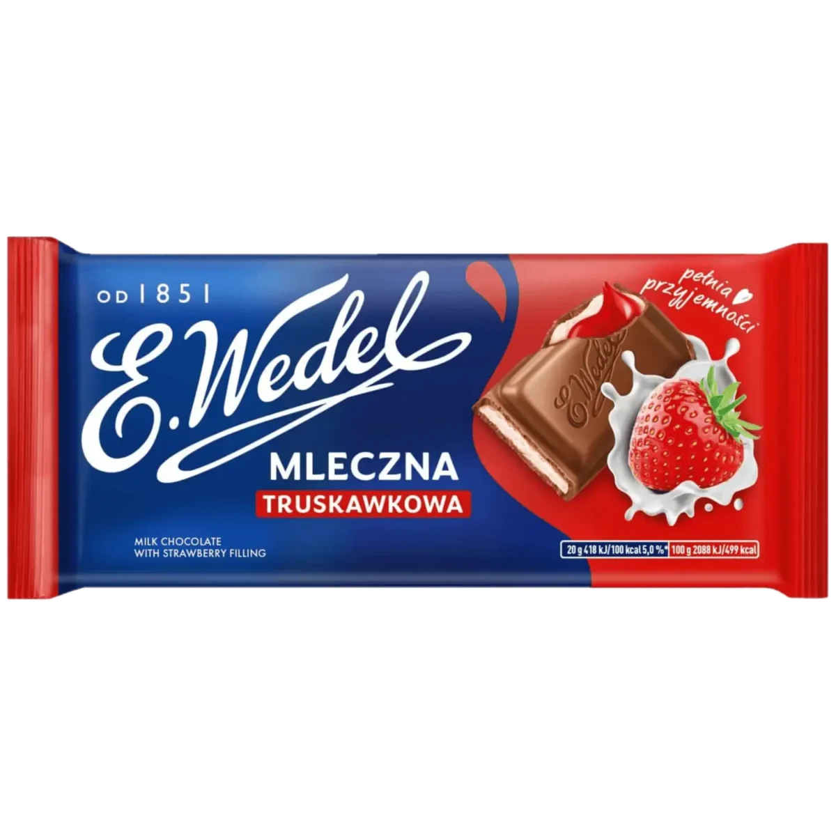 E.Wedel Czekolada Mleczna z Nadzieniem Truskawkowym 100 g