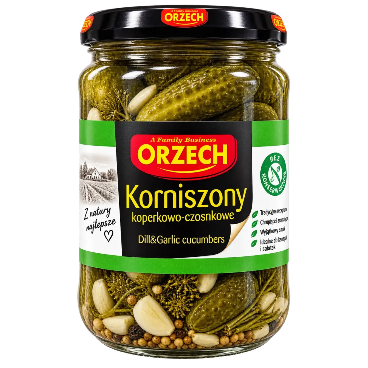 Orzech Korniszony Koperkowo-Czosnkowe 520 g