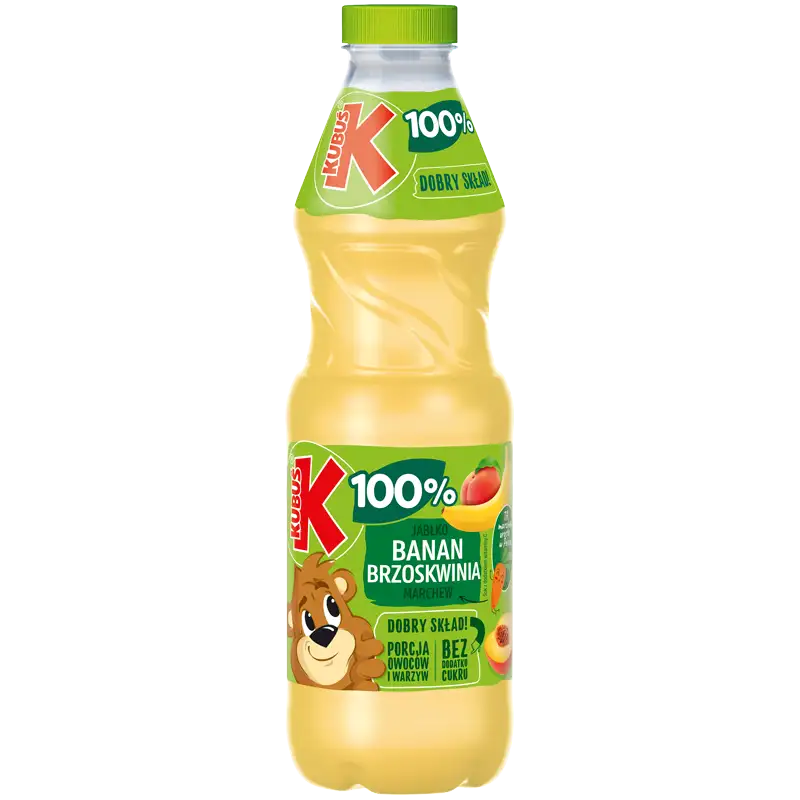 Kubuś Sok 100% Jabłko-Banan-Brzoskwinia-Marchew 850 ml