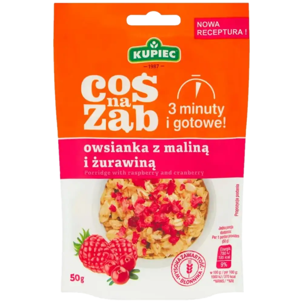 Kupiec Coś na Ząb Owsianka z Malinami i Żurawiną 50 g