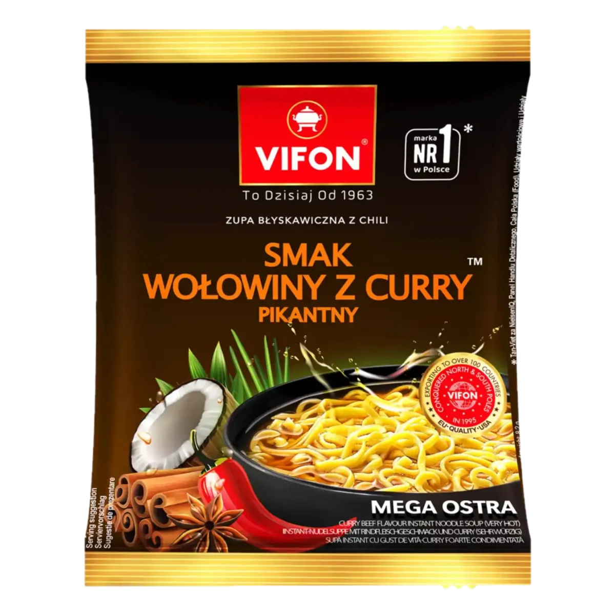 Vifon Zupa błyskawiczna o smaku wołowiny z curry pikantna 70 g