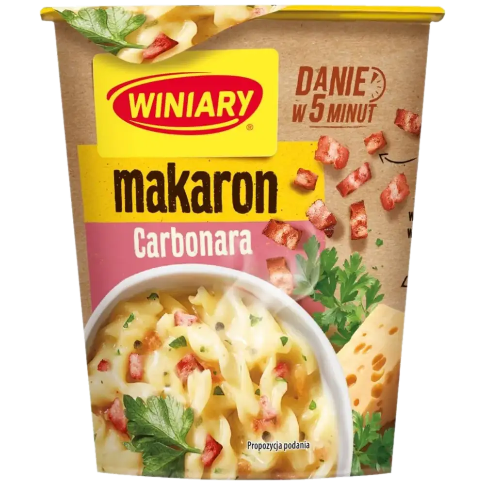 Winiary Danie w 5 Minut Makaron Carbonara z Wędzonym Boczkiem i Śmietanką 50 g