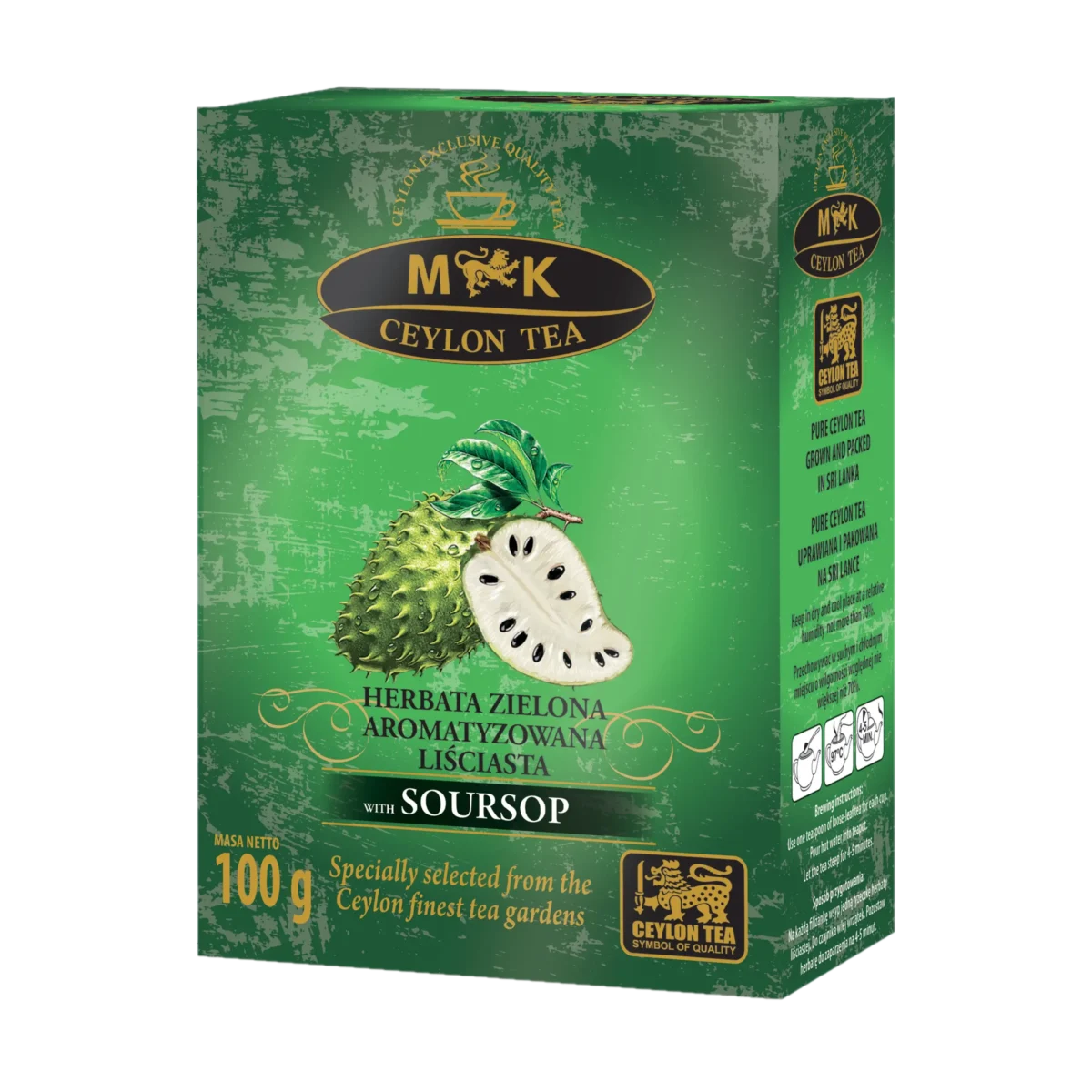 MK Ceylon Tea Herbata zielona liściasta o smaku gravioli 100 g